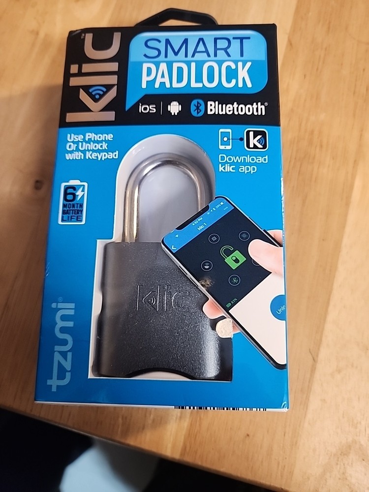 KLIC Padlock Bluetooth Keyless USB Apple Android Rechargeable Lock