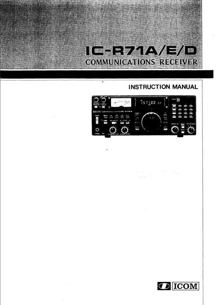 CDROM: ICOM IC-R71 OPERATING/SERVICE MANUAL PDF