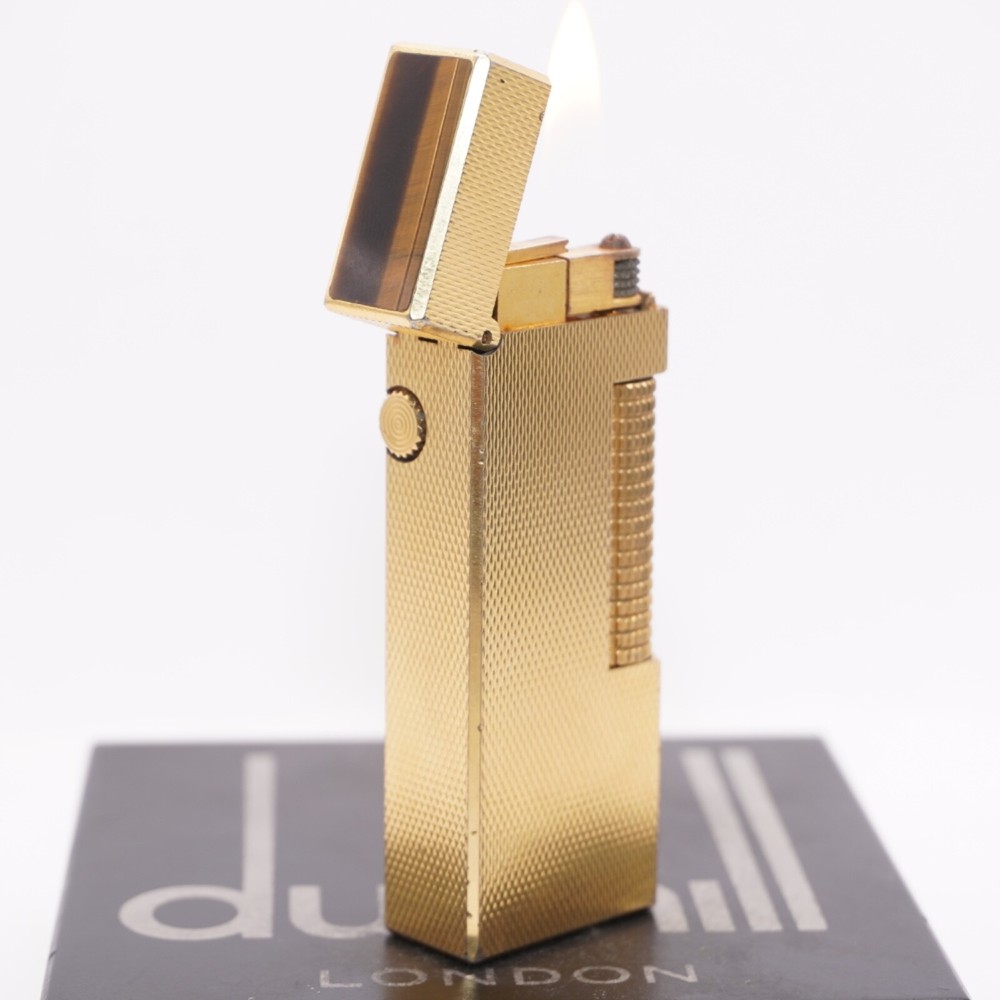Dunhill Lighter Brown Shell gold Barry Pattern_Ultrasonically cleaned_Working