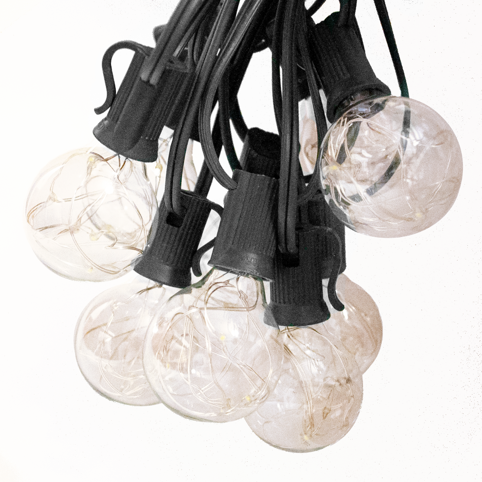 G40 Multicolor LED Fairy Outdoor Patio Black Wire String Lights Party Wedding