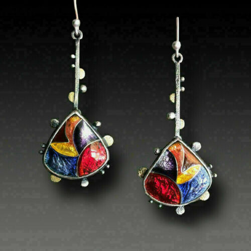 Boho Retro Silver Plated Earrings Turquoise Dangle Drop Hook Ear Stud Simulated