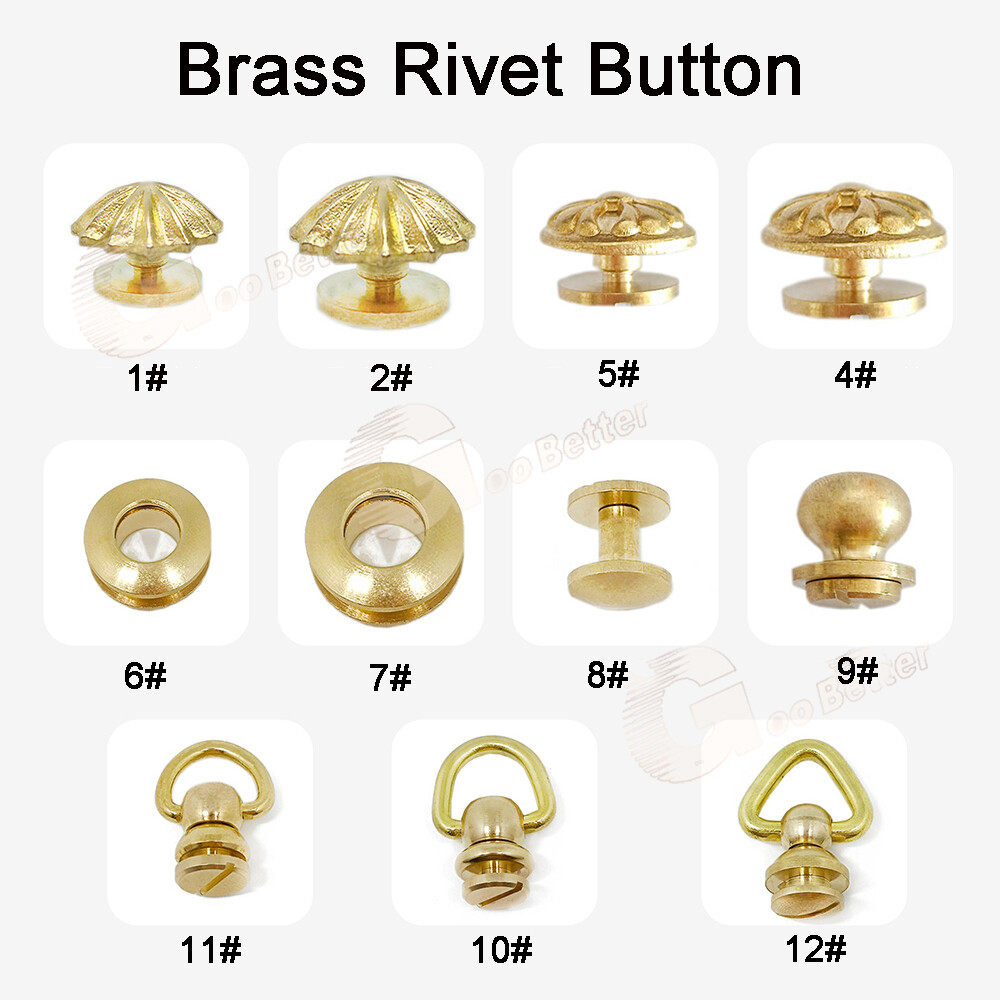Brass Rivet Button Ball Studs Rivet D Ring Daisy Rivet Leather Bag Handmade DIY