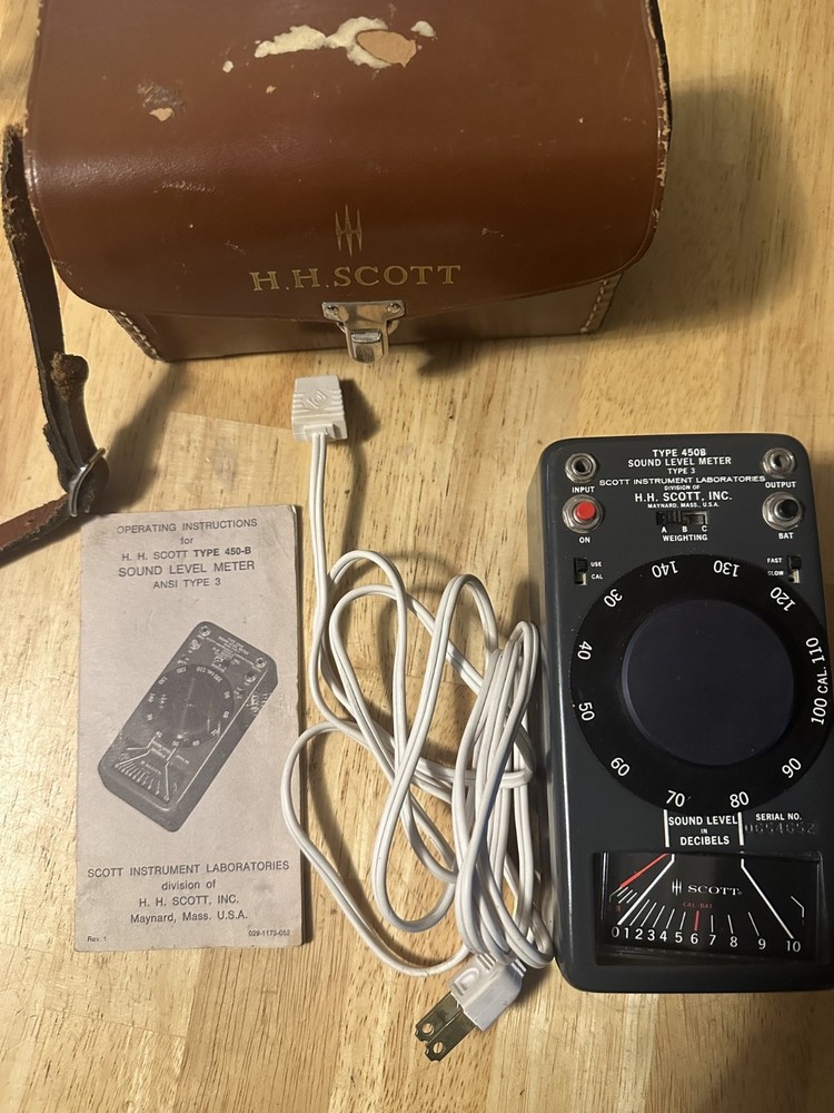 H H Scott type 450-B Sound Level meter with case & strap UNTESTED