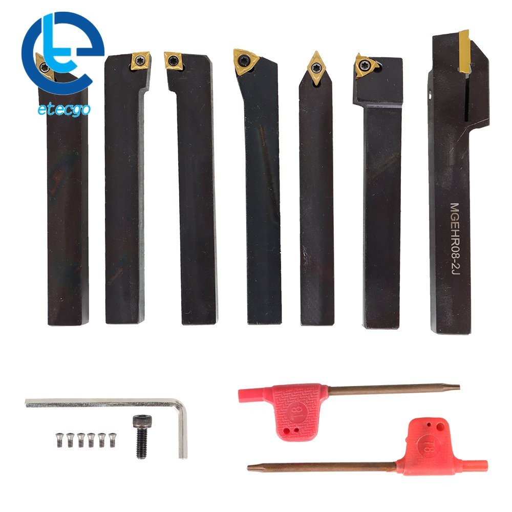 1/2" Lathe Turning Tools+Indexable Carbide Inserts With Storage Box 7Pcs