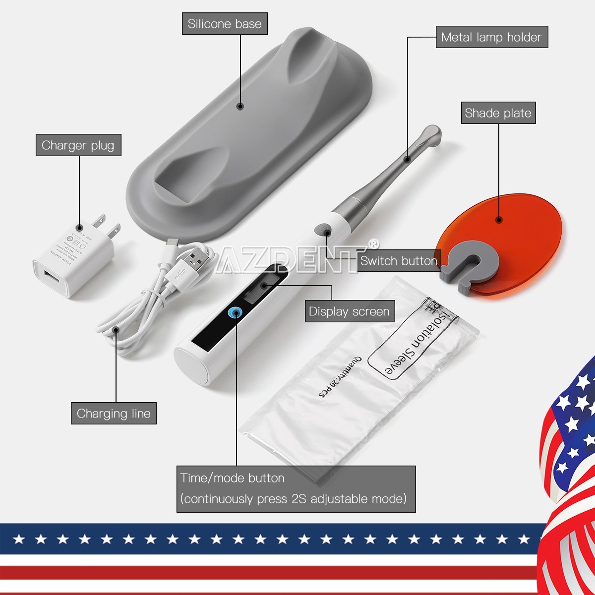 Dental LED Curing Light /Light Cure Composite kit bonding Bracket adhesive
