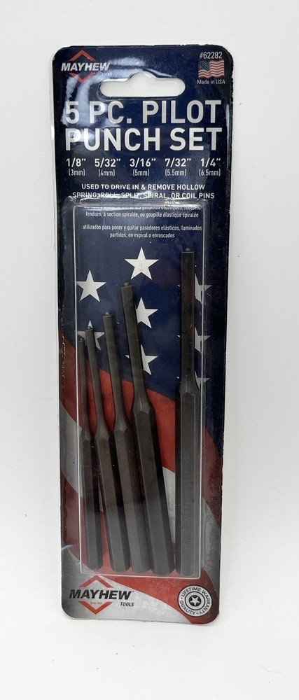 Mayhew Tools 5pc Pilot Punch Set #62282 USA