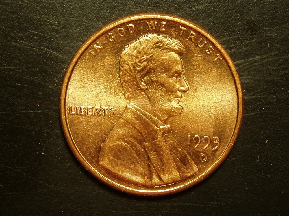 1993-D ONE UNC LINCOLN MEMORIAL CENT #10