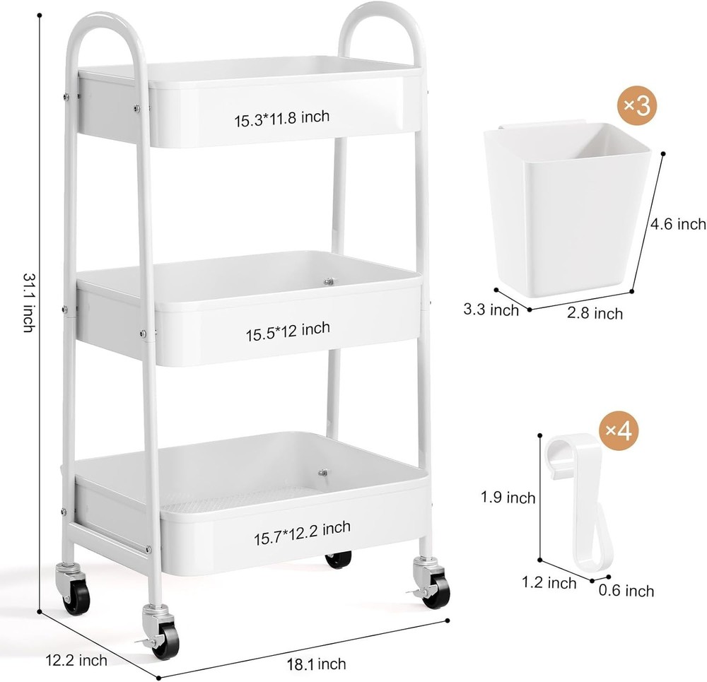 Multi-Functional Rolling Cart with Lockable Wheels - Perfect for Kitchen & Craft