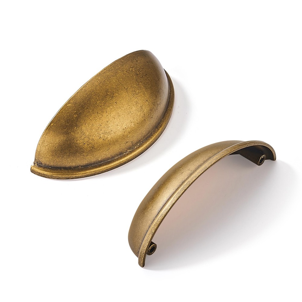 2 Pack 3-1/2" Drawer Pulls Antique Brass Cabinet Cup Pulls Kitchen Hardware C...