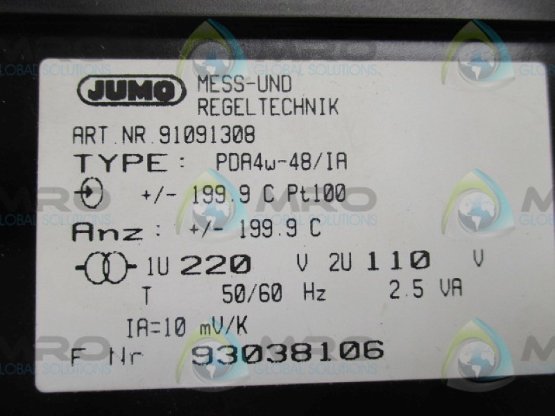 JUMO PDA4W-48/IA TEMPERATURE CONTROLLER NSNP