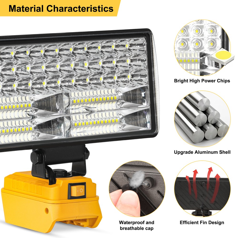 2PCS 90W Cordless Led Work Light For Dewalt 20V Battery,Flood Light Flashlight