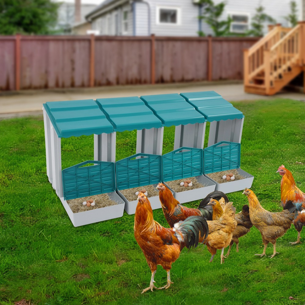 4-Compartment Chicken Nesting Box, Chicken Laying Box with Egg Collection