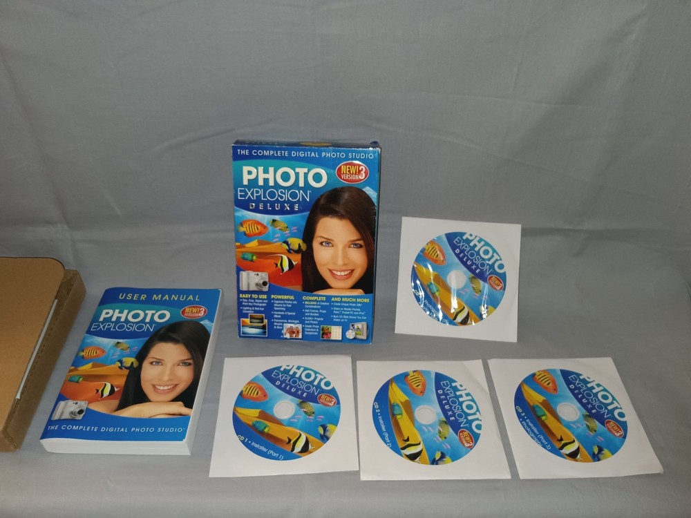 Photo Explosion Deluxe Version 3 CDs & Booklet For Windows 2000 XP Vista