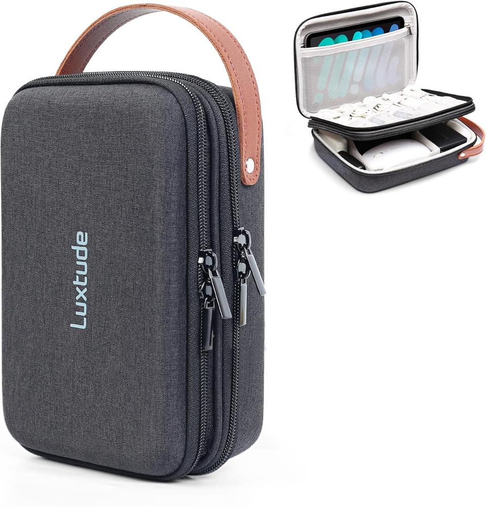 Organizer Case, Portable Tech Bag for Working/Travelling, Sturdy Hard Shell Zip