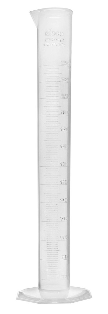 Graduated Cylinder, 250mL - Class B Tolerance - Octagonal Base - Polypropylen...