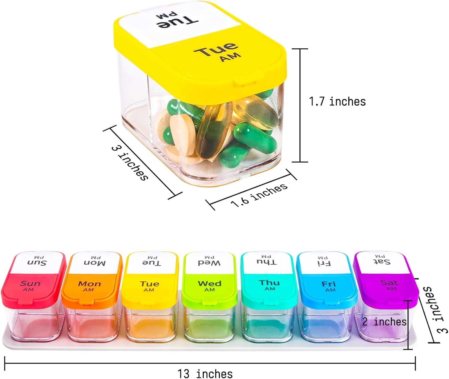 Daviky Extra Large Pill Box Organizer 7 Day, Weekly Pill Box 2 Times a Day,AM PM