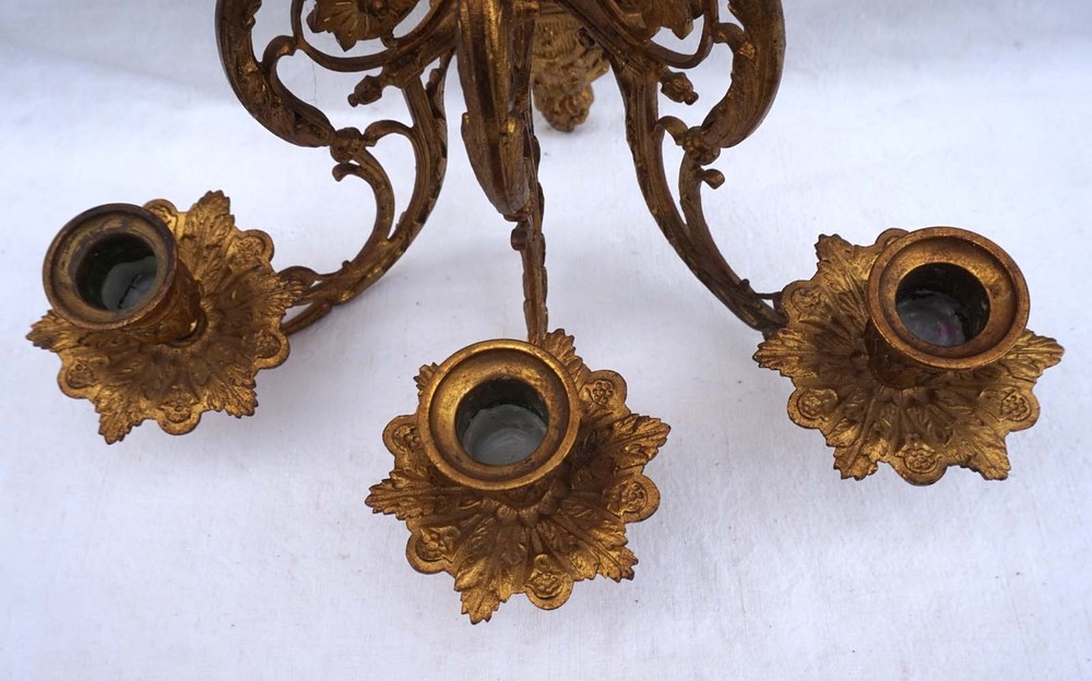 French Victorian Ormolu Engraved Brass 3 Arms Sconce Wall Light 19th C