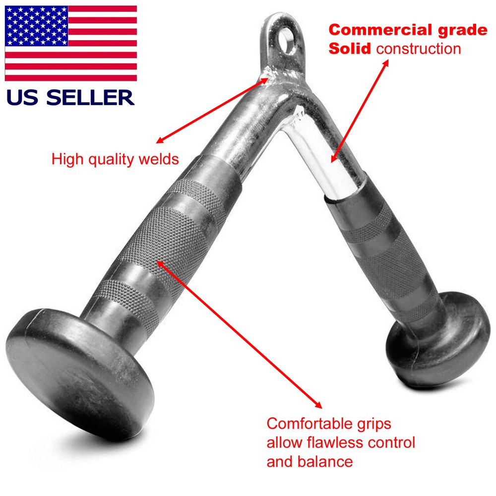 Tricep Press Down Cable Machine Attachment LAT Pulldown Gym V Pull Up Bar