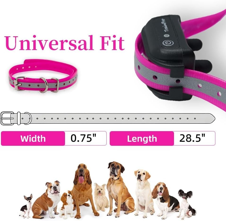 Pink Reflective Replacement Dog Training Collar Strap - 27.5” x 0.75” Adjustable