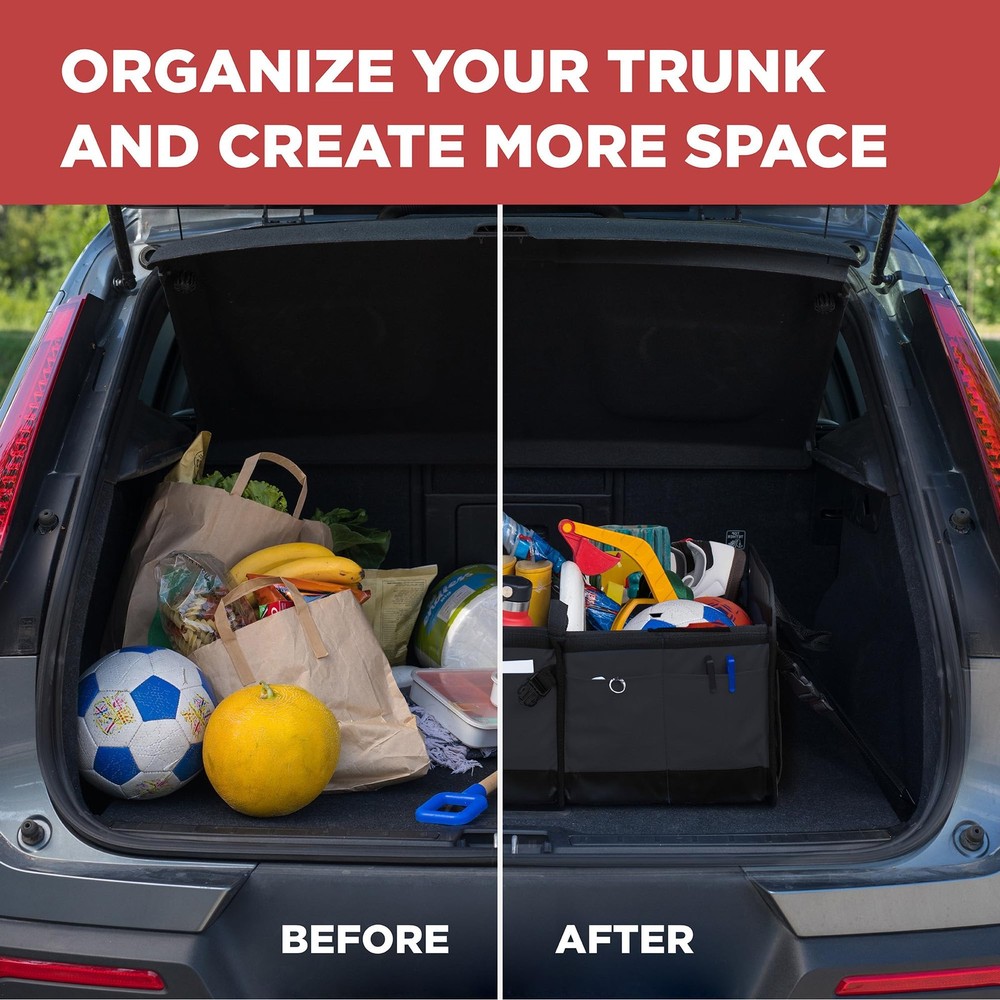 Adjustable Car Storage Organizer with Multi Compartments Portable SUV Trunk