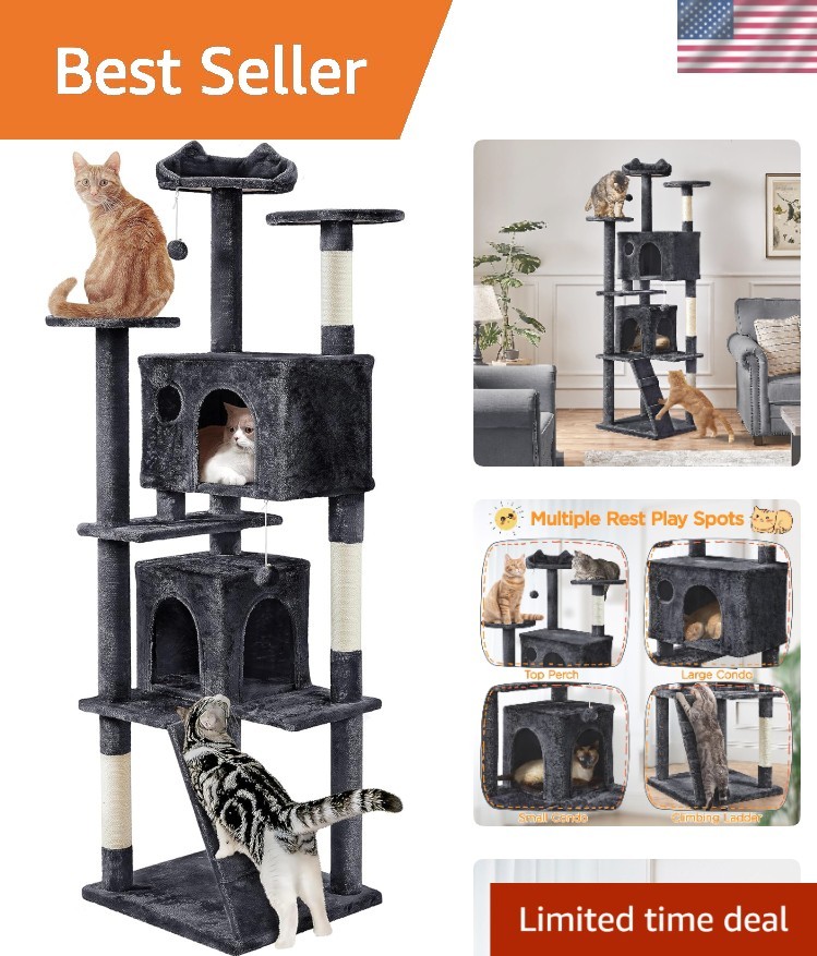 Larget Cat Tree, 80in Multi-Level Cat Tower with Cat Scratching Posts, Double...