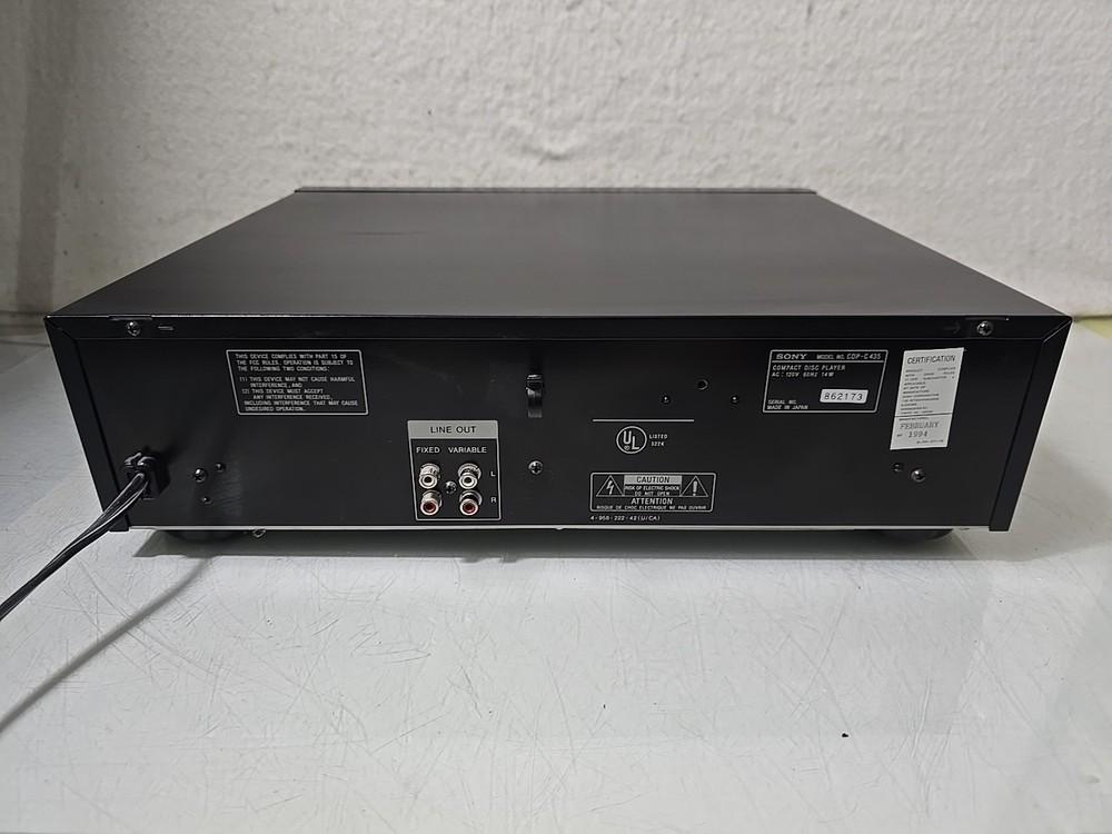 Sony CDP-C435 5 Disc Ex-Change System CD Changer Compact Disc Player - TESTED!