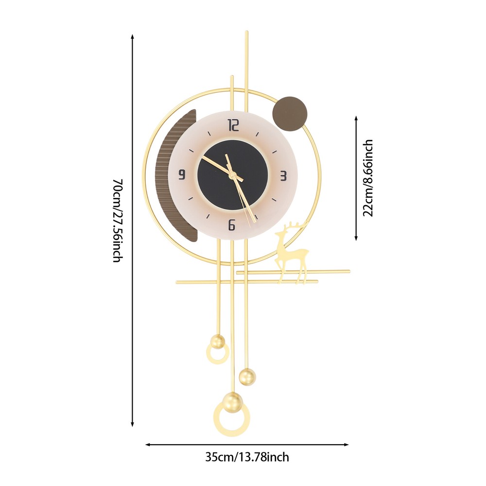 Modern Wall Clock, LED Lighting Wall Clock, Large Gold Decorative Wall Clock