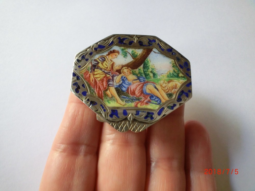 Vintage Italian 800 Silver Enameled Box
