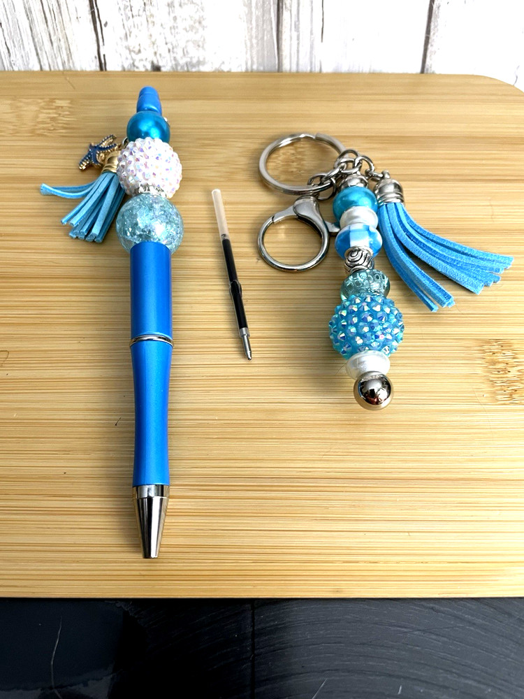 HAND MADE BEAD PEN & BEAD KEY CHAIN -     & INK REFILL-