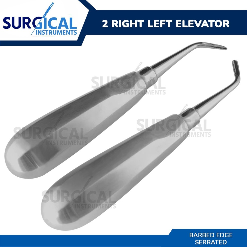 2 Pcs Right Left Dental Extracting Extraction Root Barbed Edge Serrated Elevator