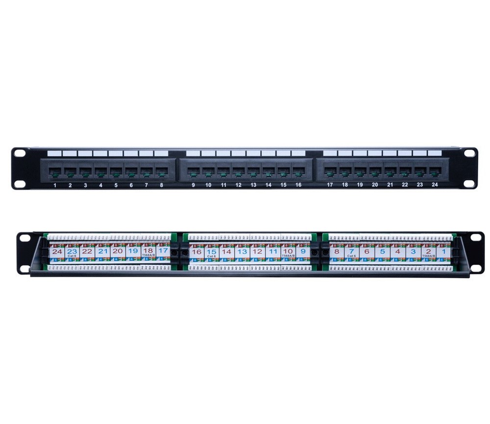 CAT5e UTP 24 Port Patch Panel 110 Type RJ45 LAN Ethernet Network Rack Wall Mount