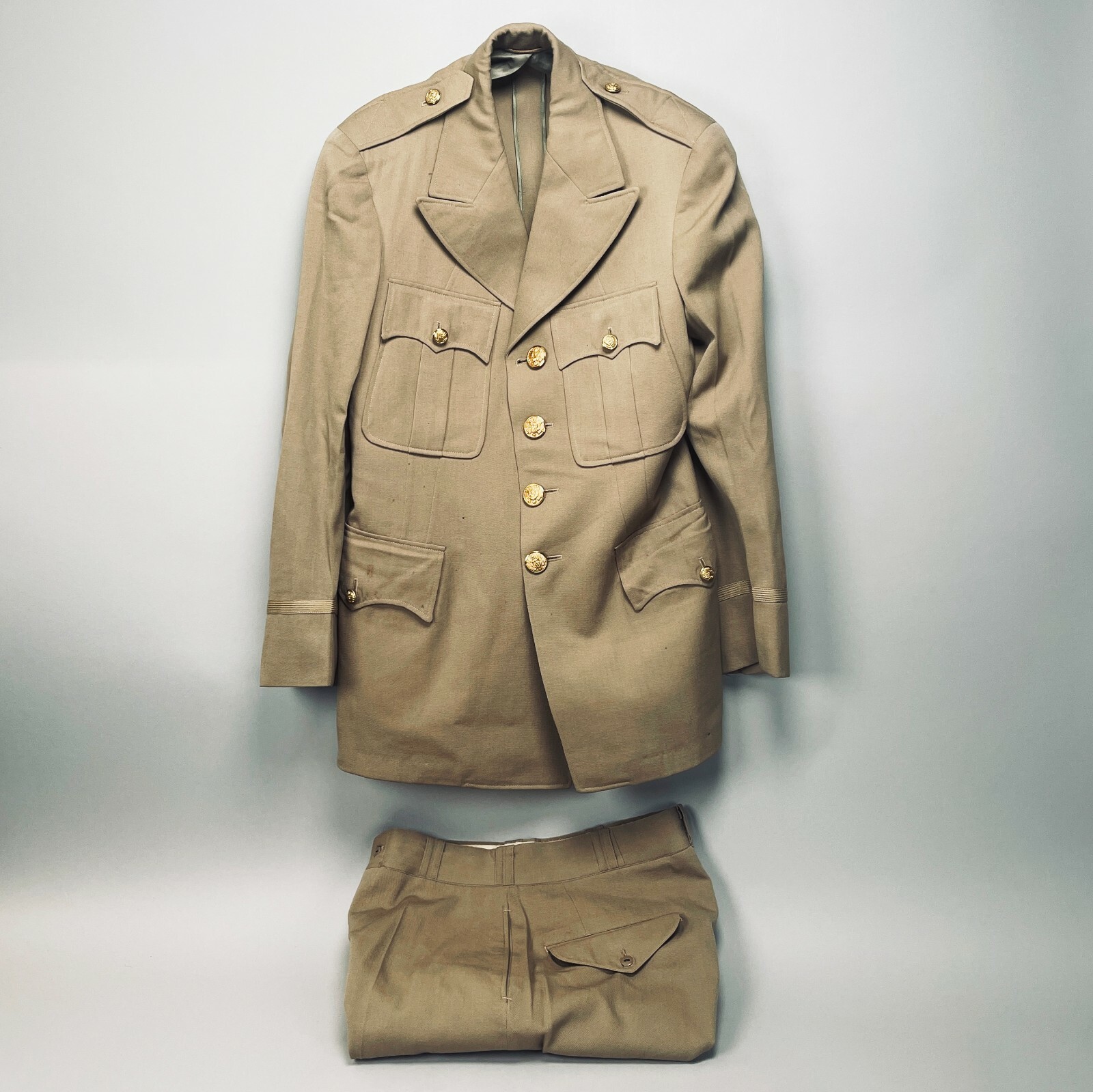 Vintage WWII 1943 US Army Issued 575 Summer Uniform Tunic Pants 5 Bars Size 34S