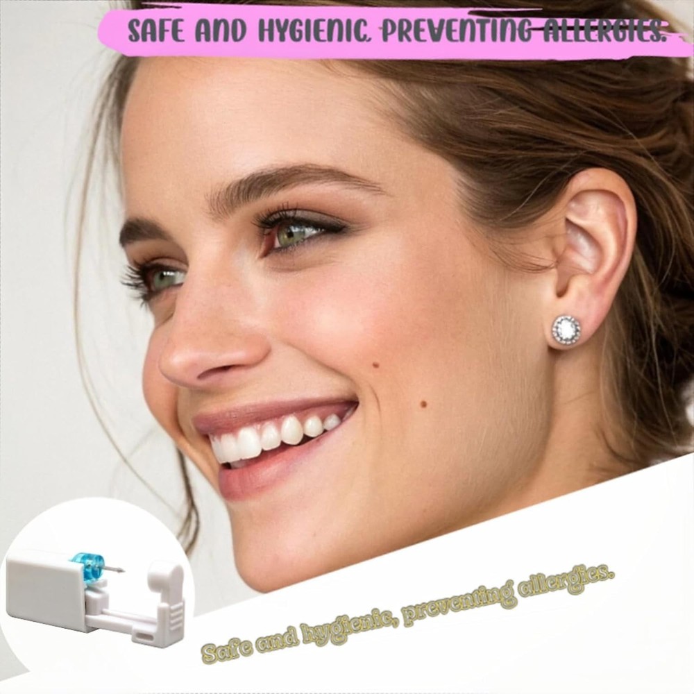 2 Pack Nose Piercing Gun, Disposable Self Piercing Kit with Nose Stud, Safety...