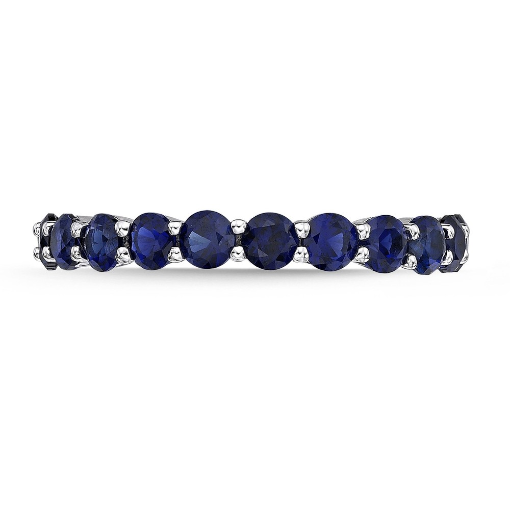 3 Round Created Sapphire 925 Sterling Silver Ring, Size - 9