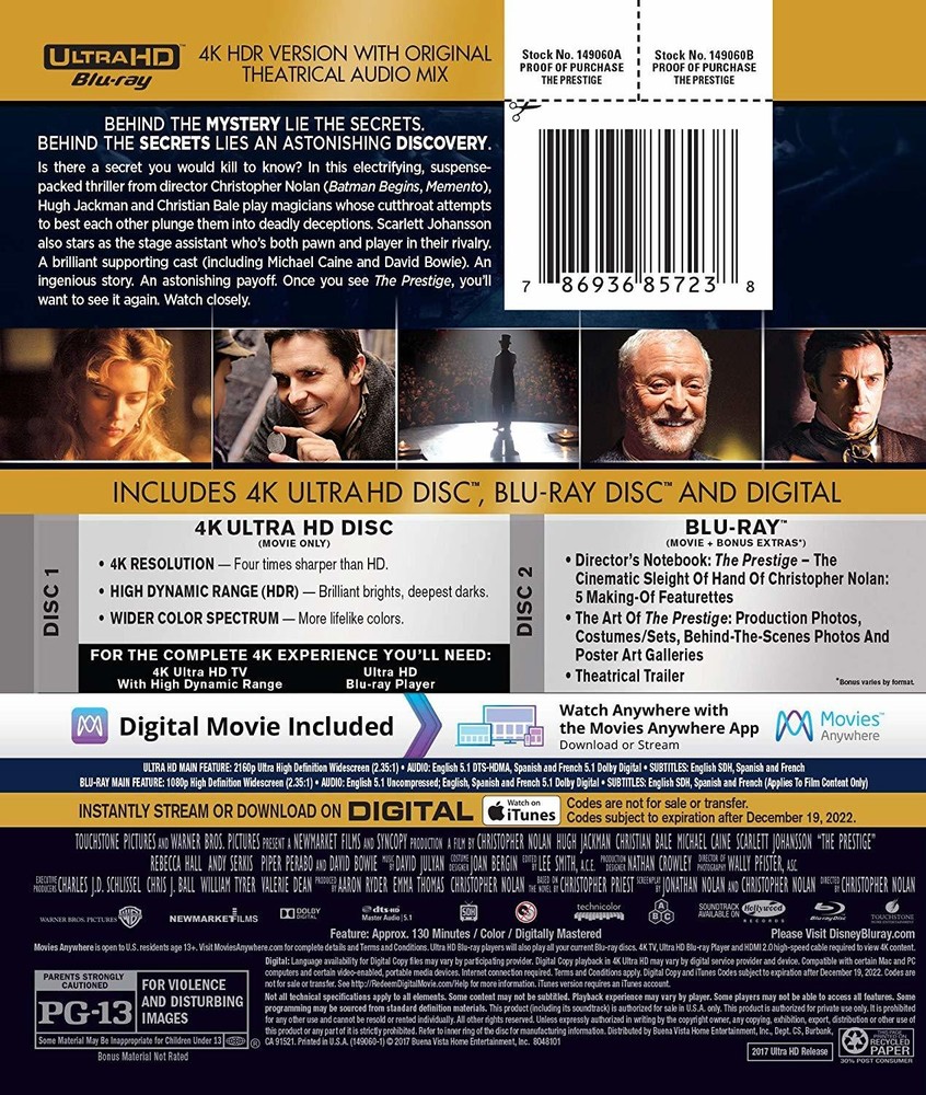 The Prestige (4K / Blu-ray + Digital) New