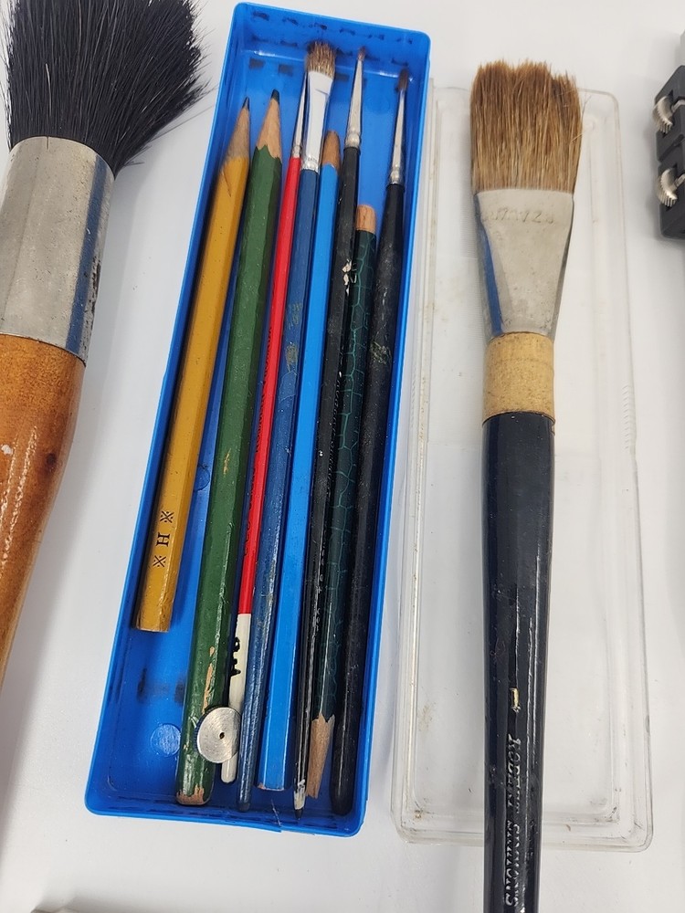 Vintage K&E & Etc Lettering Drafting Ruling Tools Lot Pens Stencils Tips School