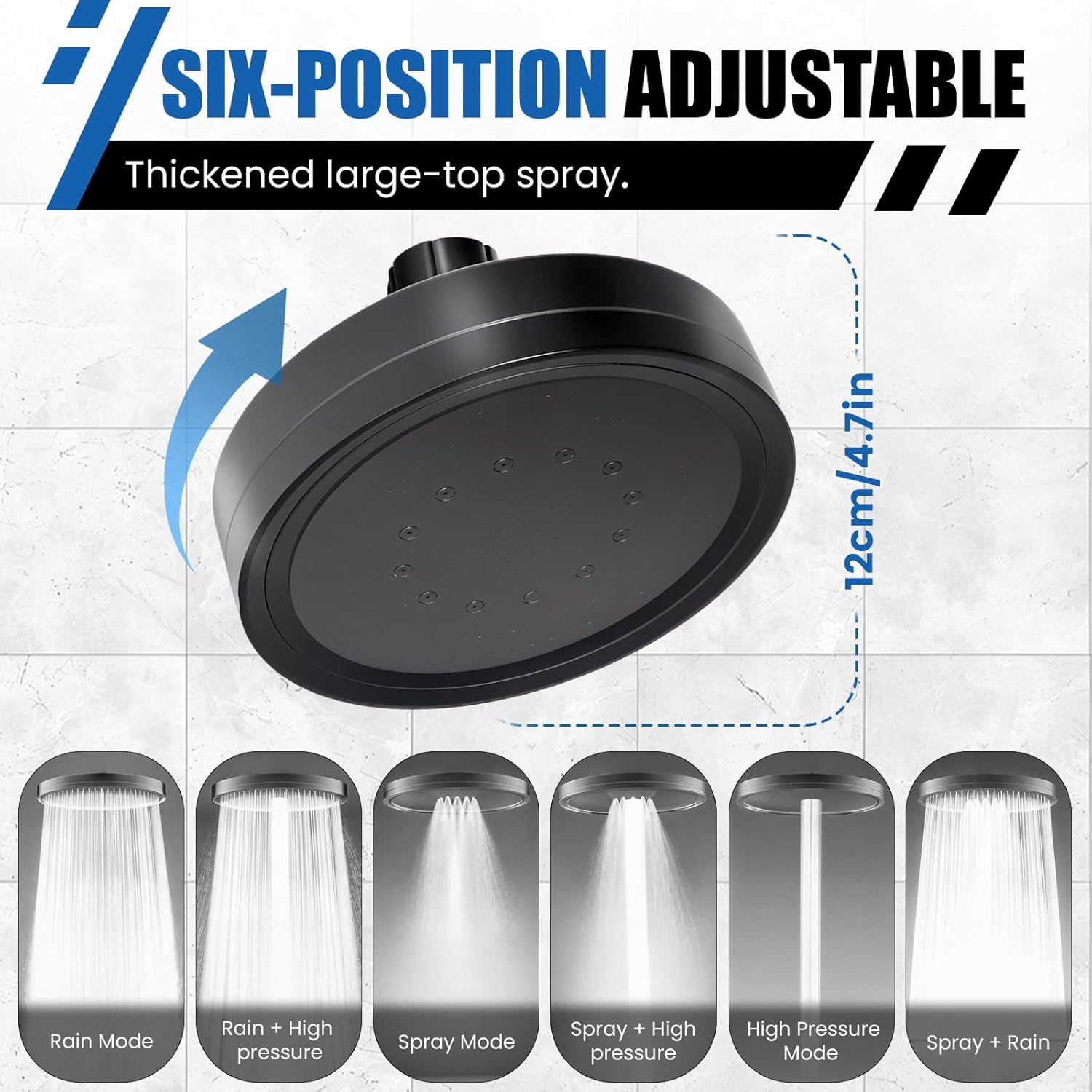 Dual Shower Head for Couples, Adjustable Spray Modes, High Pressure, Tandem