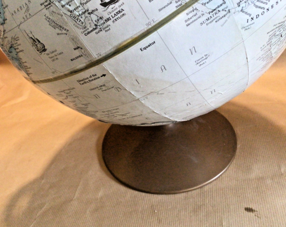 Replogle 12" Diameter Antique Globe. Metal Stand and Support