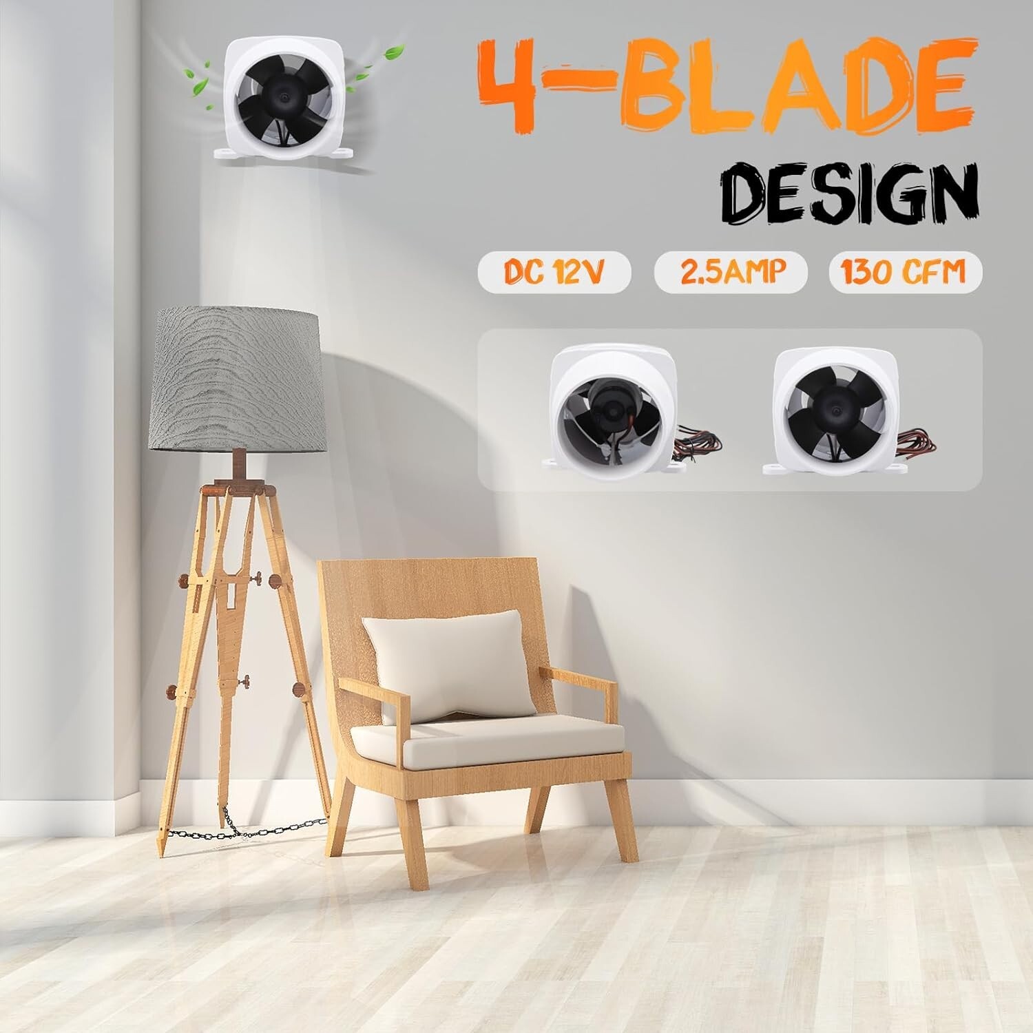 12V 3 inch Electric in-Line Marine Bilge Air Blower Fan 130CFM