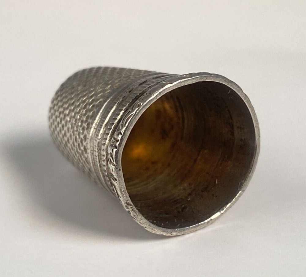 Antique 2x c1910 Solid Silver Thimbles One by U.S.A Simon Brothers & Other