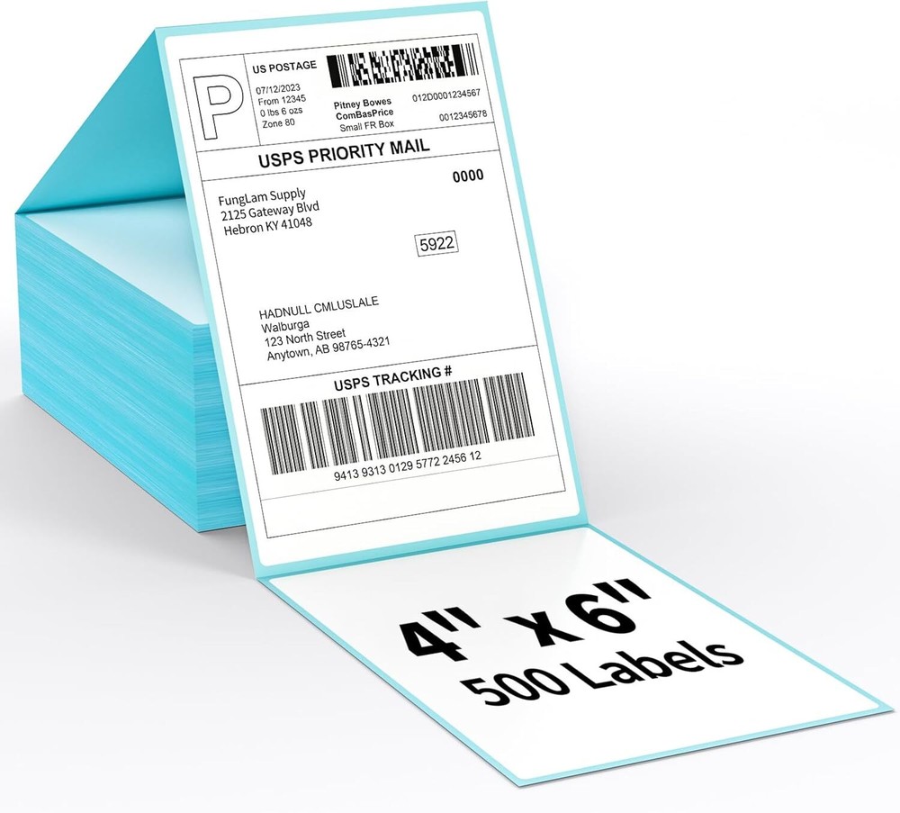 1000/Stack 4"x6" Fanfold Direct Thermal Shipping Labels Zebra & Rollo Printers