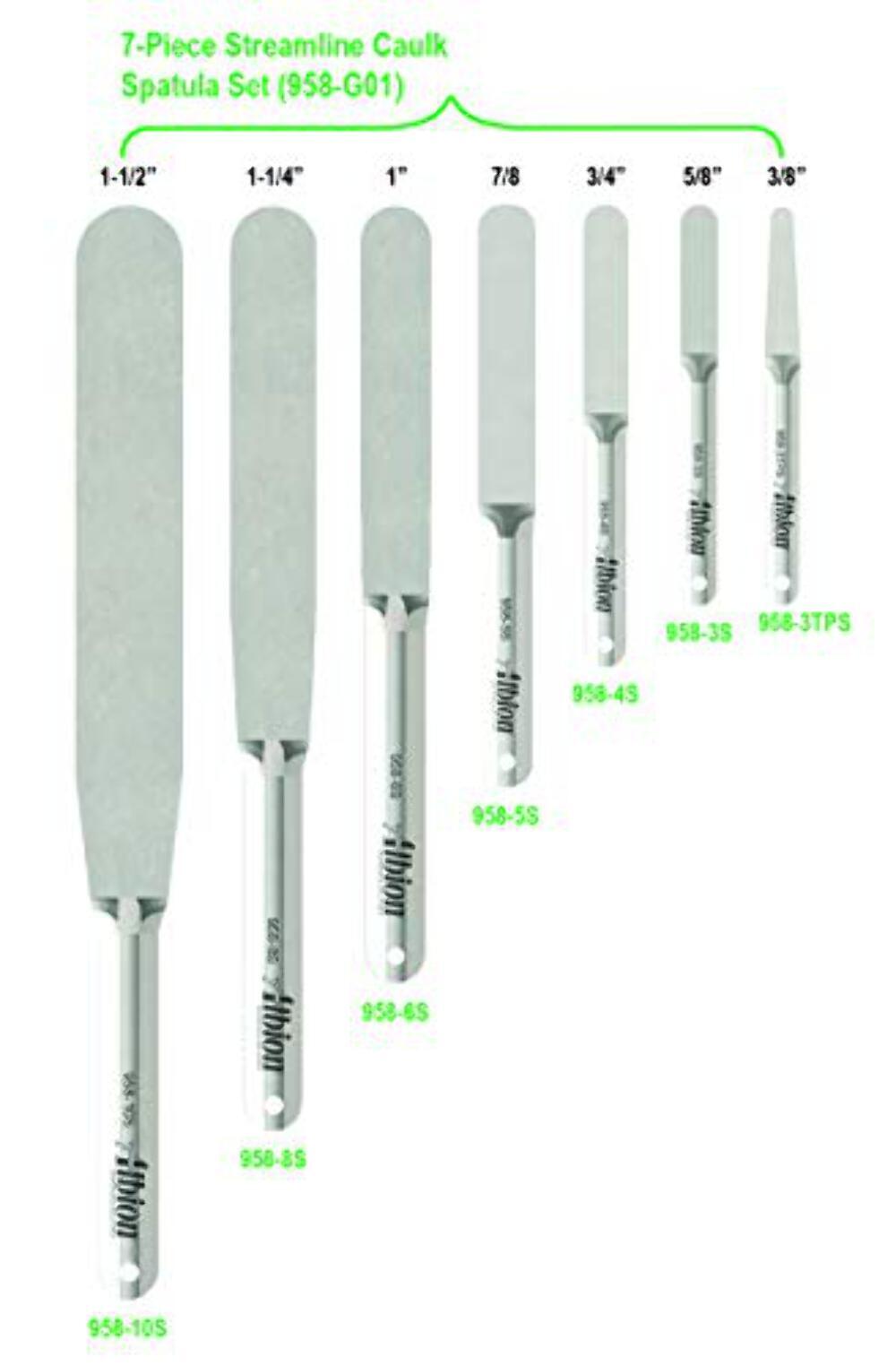 Albion Engineering Streamline Caulk Spatula 7-Piece Set