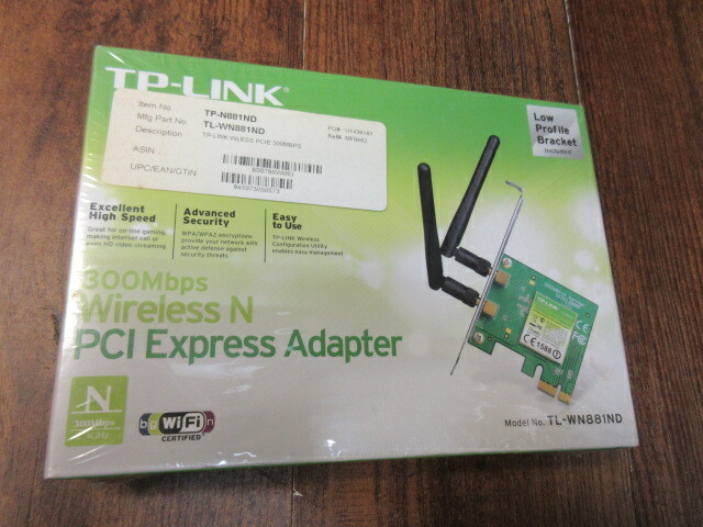 TP-Link Wireless N300 Adapter - PCI-E - TL-WN881ND