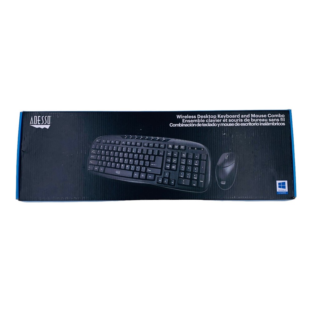 Adesso Wireless Keyboard and Mouse Combo Black