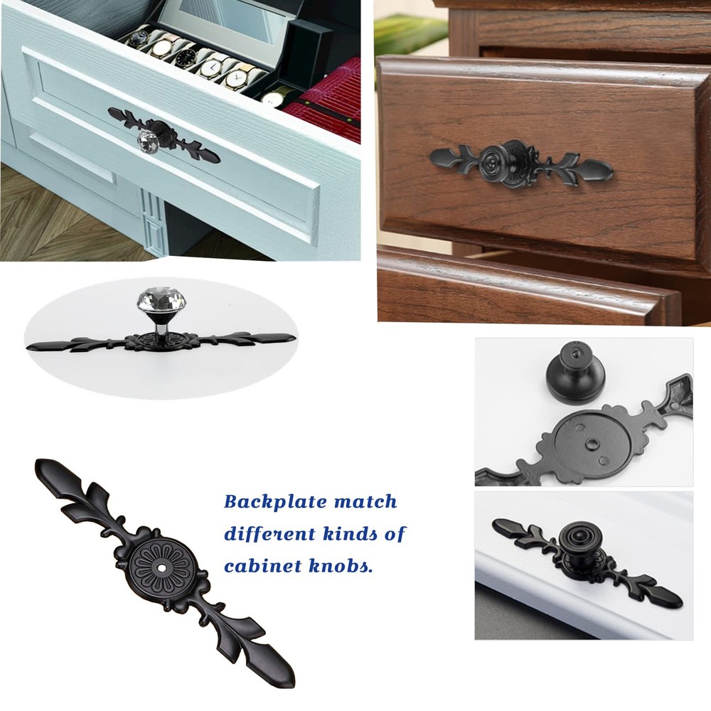 Cabinet Handle Backplates, 18pcs Zinc Alloy Drawer knobs Back Plate Retro Sty...