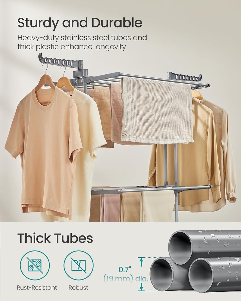 3 Tier Drying Rack, Foldable Drying Rack, Rolling Clothesline