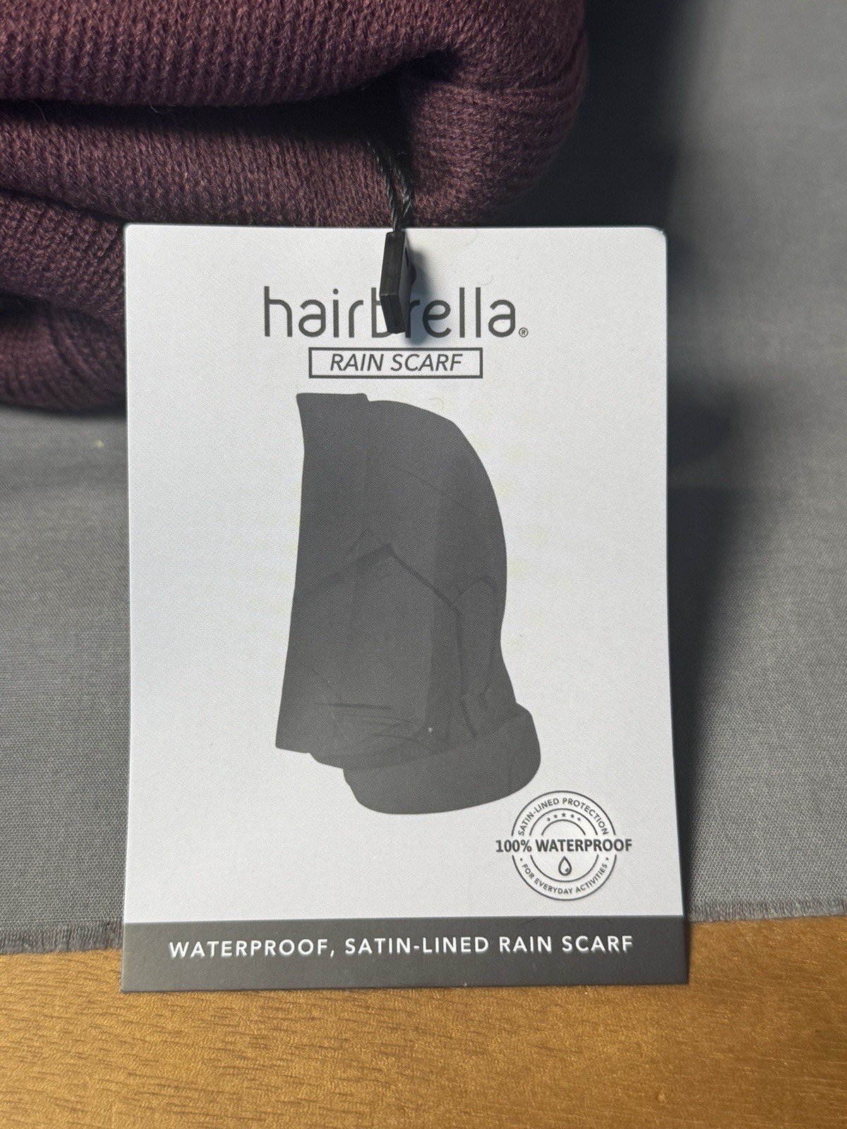 Hairbrella Satin Lined, Waterproof Infinity Rain Scarf - Mulberry/Wine