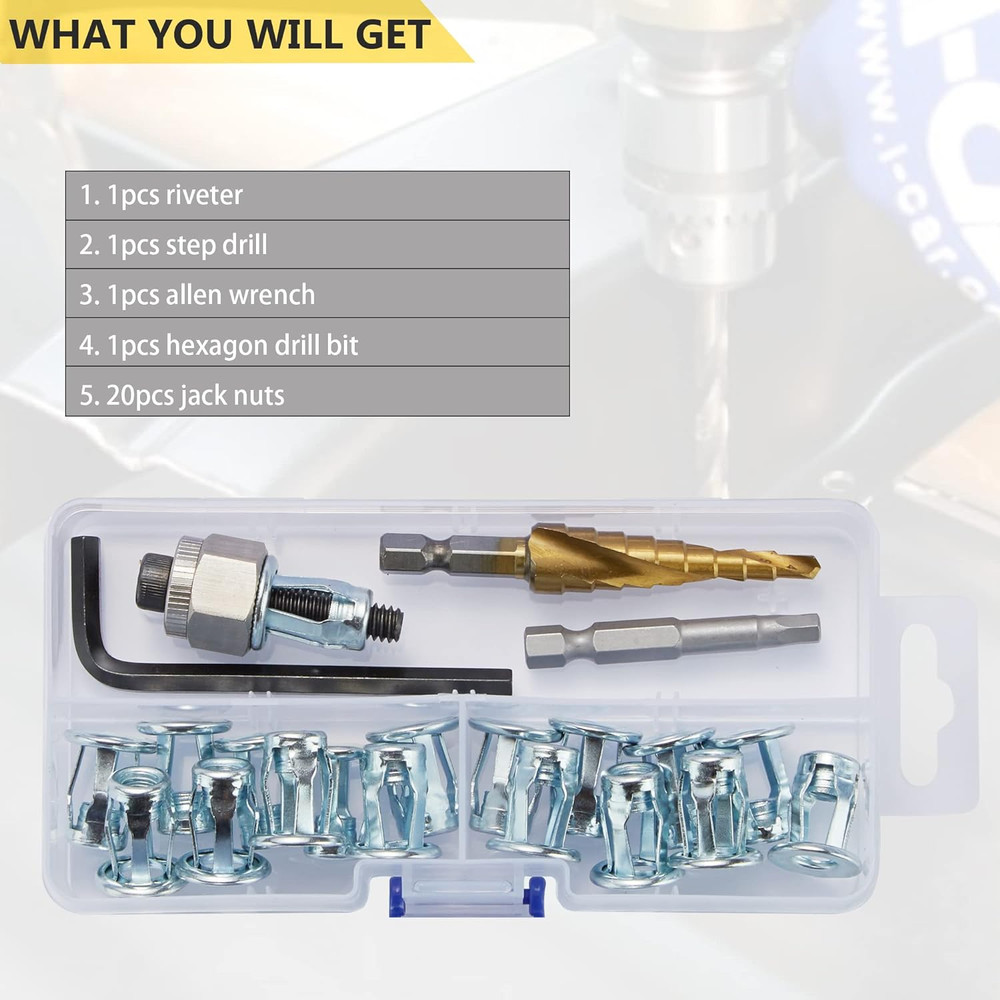 1/4-20 Jack Nut with Installation Tool Threaded Insert Petal Nuts Nutserts Jackn
