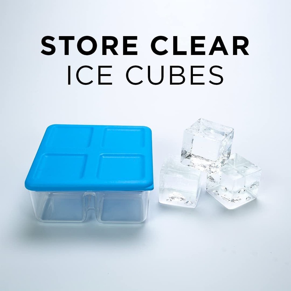 Clear Ice Tray with Lid – Stackable 2"x2"x2" Mold for Space-Saving Sturdy Bar...