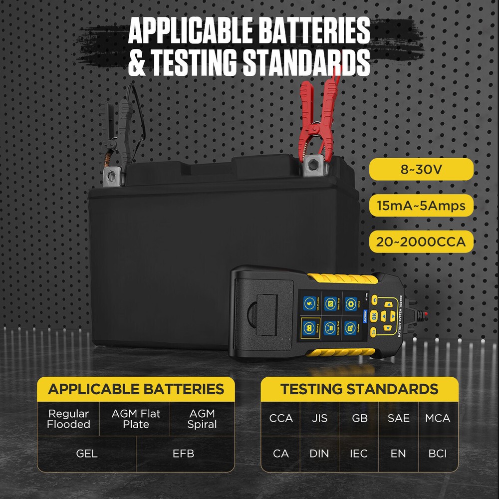 Car Battery Tester Analyzer Battery Load Tester Cranking Charging Diagnostic